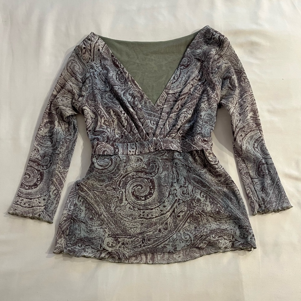 weston wear green paisley top